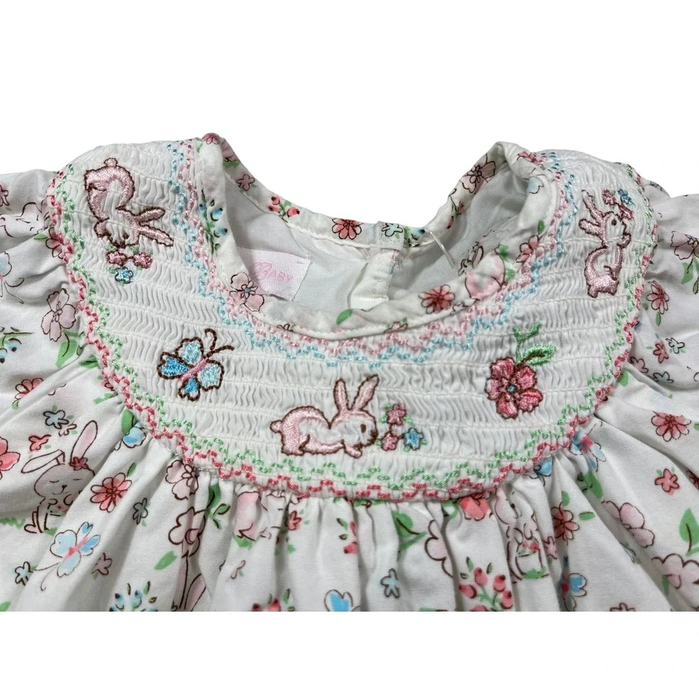 Bonnie Baby Infant Dress Bloomers Set 24M Bunny‎ Floral Smocked Easter NWOT